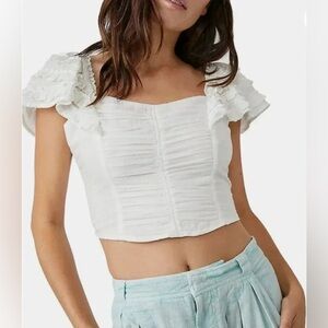 Free People Thank You Very Sweetly Cropped Cotton Top NWT, Size M
